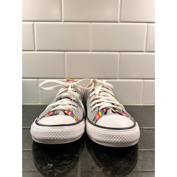 Converse All Star Girls Rainbow‎ Stripe Low Sneaker Shoes Running 669818F Gray 2 - Picture 3 of 10